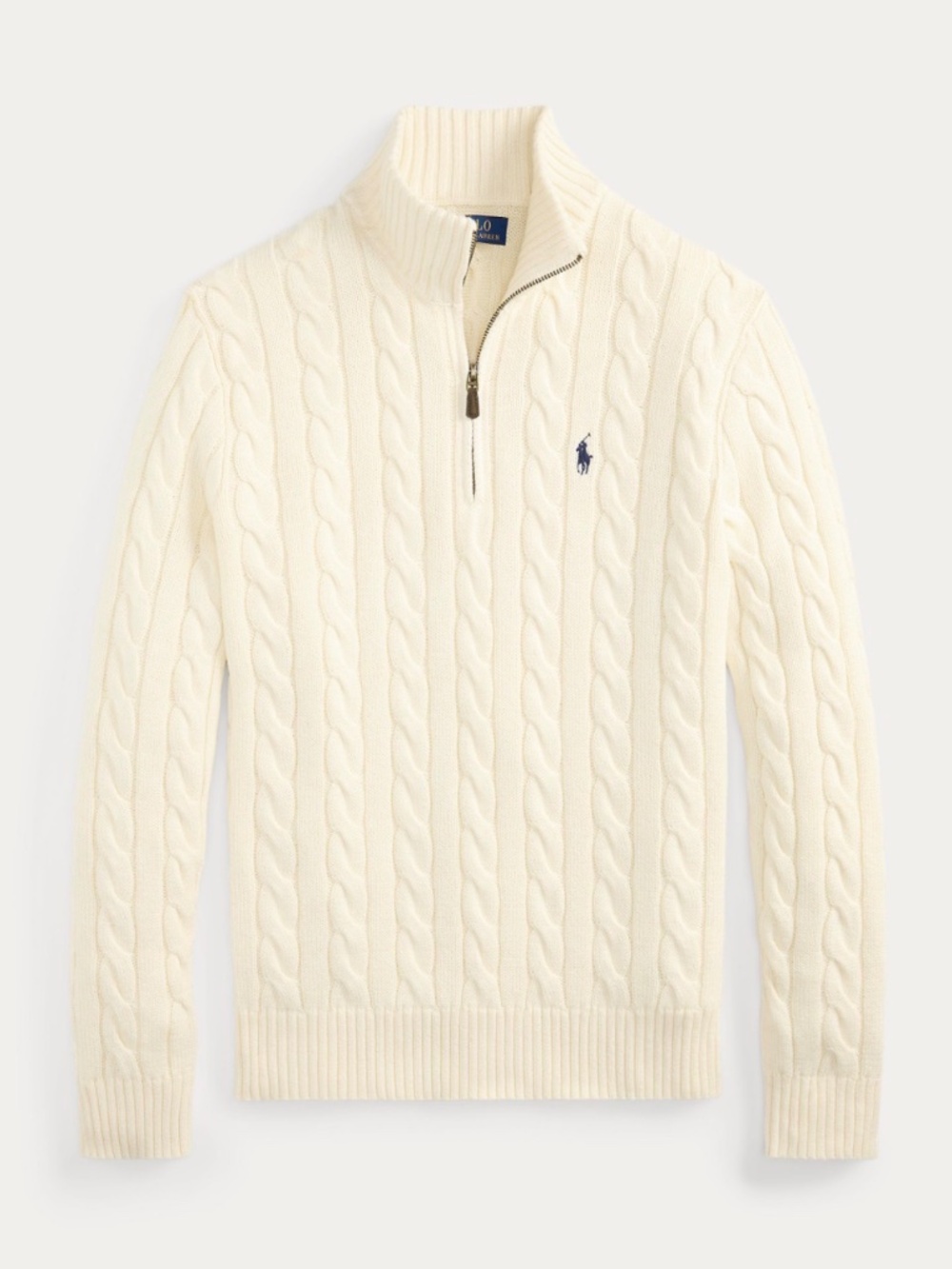 Polo Ralph Lauren Cable Knit Quarter-Zip Sweater – Cream